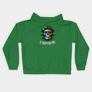 St Patricks Day 2024. Irish Skull Men Kids Hoodie